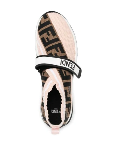 Shop Fendi Monogram-embellished Low-top Sneakers In Pink