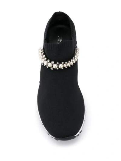 Shop Jimmy Choo Bejewelled Slip-on Sneakers In Black