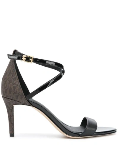 Shop Michael Michael Kors Logo Strappy Sandals In Black