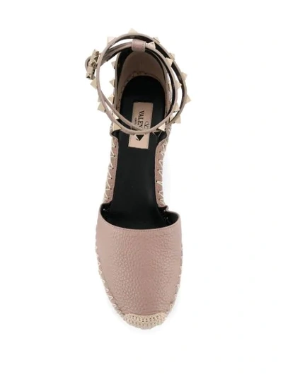 Shop Valentino Rockstud Wedge Espadrilles In Pink