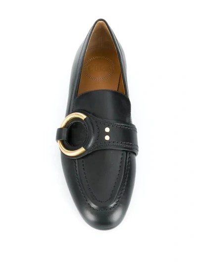 Shop Chloé Ring-detail Leather Loafers In Black