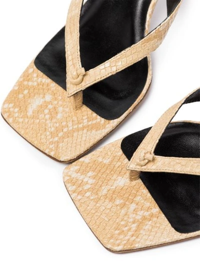 Shop By Far Mindy Snake-effect Leather Sandals In Neutrals