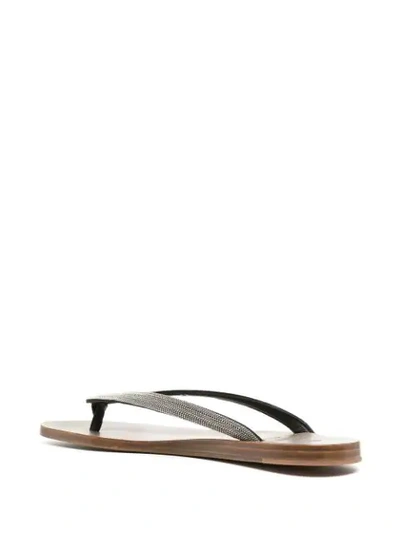 Shop Brunello Cucinelli Monii-embellished Flip-flop Sandals In Black