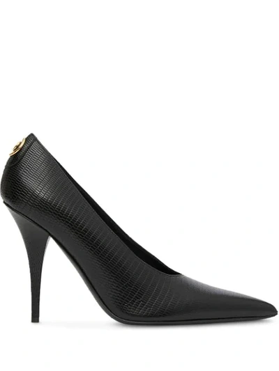 Shop Burberry Stud Detail 105mm Pointed Toe Pumps In Black