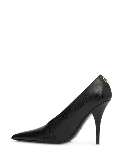 Shop Burberry Stud Detail 105mm Pointed Toe Pumps In Black