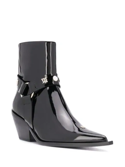 Shop Misbhv Studded Point Toe Ankle Boots In Black