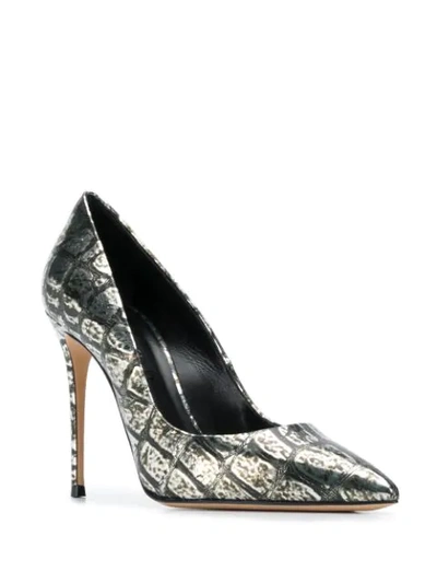 Shop Casadei Crocodile-effect Heeled Pumps In Grey