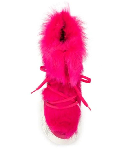 Shop Premiata Faux-fur Suede Boots In Purple