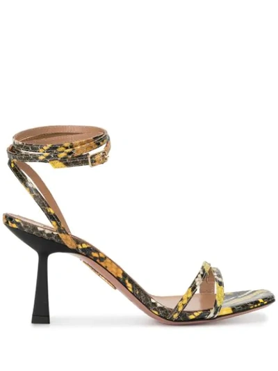 Shop Aquazzura Snakeskin-effect 75mm Sandals In Multicolour