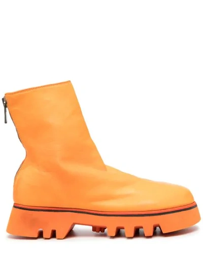 Shop Guidi Chunky-sole Ankle Boot In Orange
