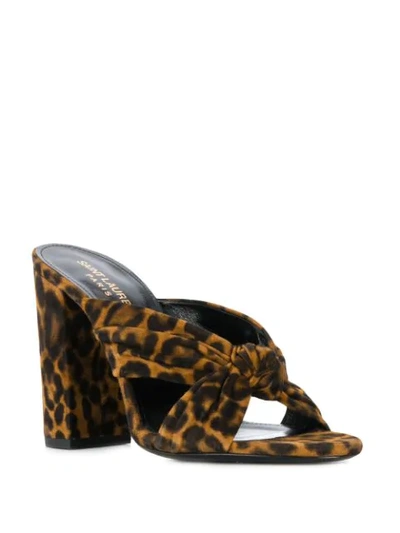 Shop Saint Laurent Bianca 100mm Leopard-print Mules In Brown