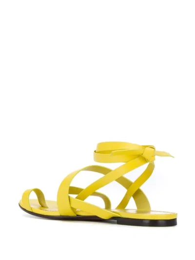 Shop Emilio Pucci Crossover Strap Flat Sandals In Yellow