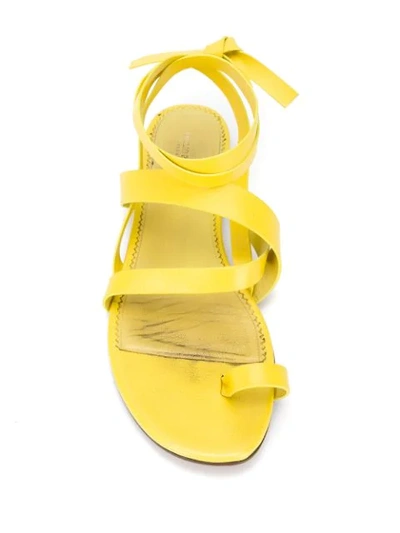 Shop Emilio Pucci Crossover Strap Flat Sandals In Yellow