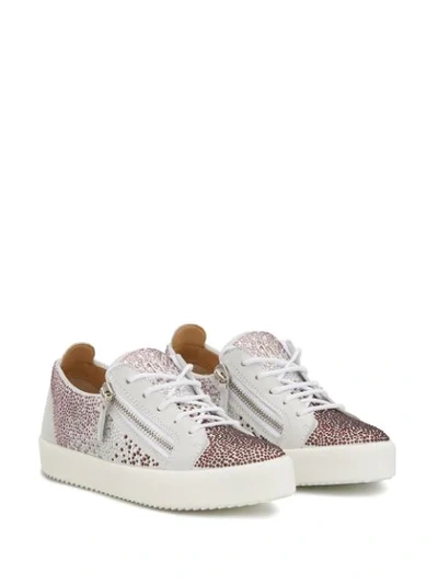 Shop Giuseppe Zanotti Crystal-embellished Sneakers In White