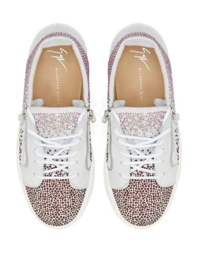 Shop Giuseppe Zanotti Crystal-embellished Sneakers In White