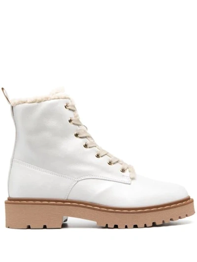 Shop Hogan Faux Fur-lined Boots In White