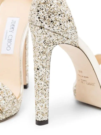 Shop Jimmy Choo Misty 120mm Glitter Sandals In Gold