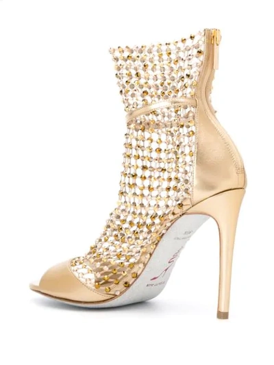 Shop René Caovilla Chain-mail Cage Sandals In Gold