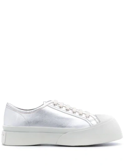 Shop Marni Low-top Platform Sneakers In Silver