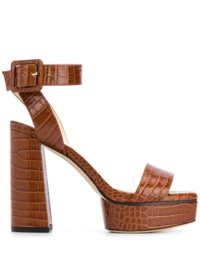 Shop Jimmy Choo Jax 115mm Platform Sandals In Brown