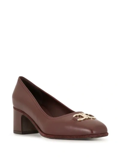 Ferragamo Gancini Leather Pumps In Red