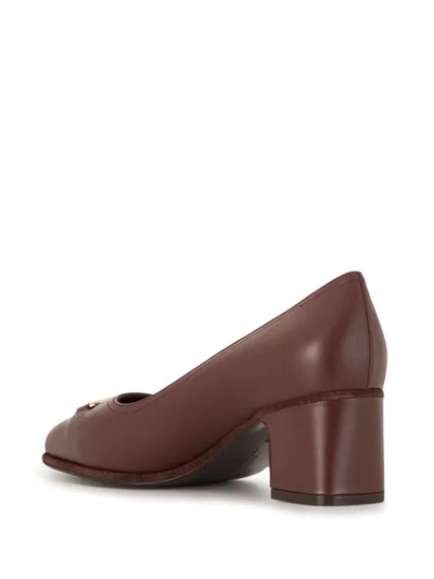 Ferragamo Gancini Leather Pumps In Red