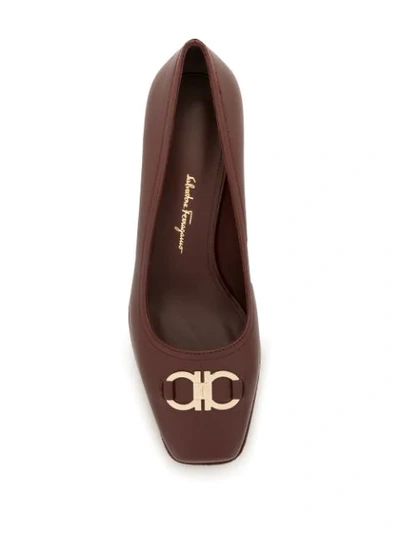 Ferragamo Gancini Leather Pumps In Red