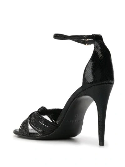 Shop Sandro Embossed Leather Sandals In Black