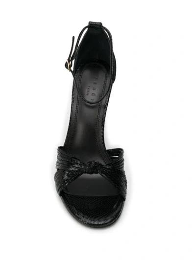 Shop Sandro Embossed Leather Sandals In Black