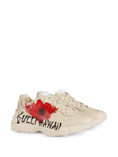 Shop Gucci Rhyton Hawaii-print Sneakers In White