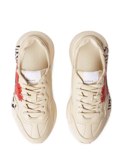 Shop Gucci Rhyton Hawaii-print Sneakers In White