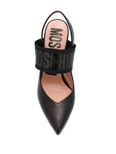 Shop Moschino Logo-print Pointed Pumps In Black