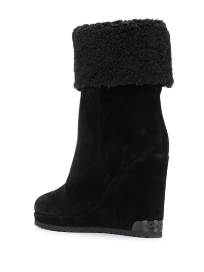 Shop Moncler Zannie Wedge Boots In Black