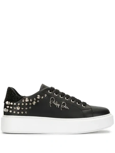 Shop Philipp Plein Stud Embellished Platform Sole Sneakers In Black