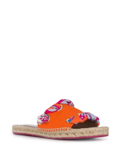 Shop Emilio Pucci Woven Sole Slides In Orange