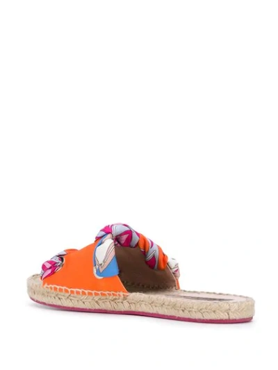 Shop Emilio Pucci Woven Sole Slides In Orange