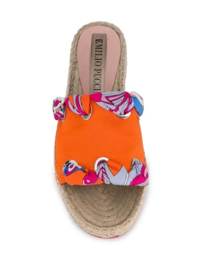 Shop Emilio Pucci Woven Sole Slides In Orange