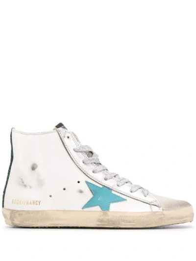 Shop Golden Goose Distressed High Top Sneakers In White