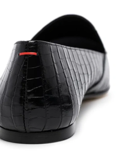 Shop Aeyde Aurora Crocodile-effect Loafers In Black