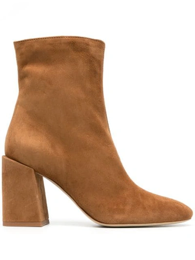 Shop Furla Suede Ankle Boots In Brown