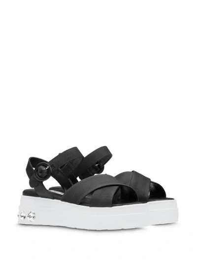 Shop Miu Miu Crystal-embellished Sandals In Black