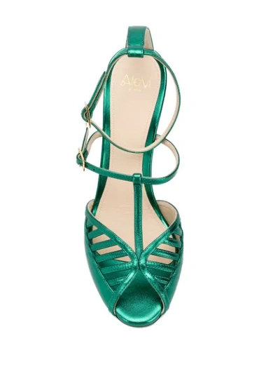 Shop Alevì Metallic Open-toe Sandals In Green