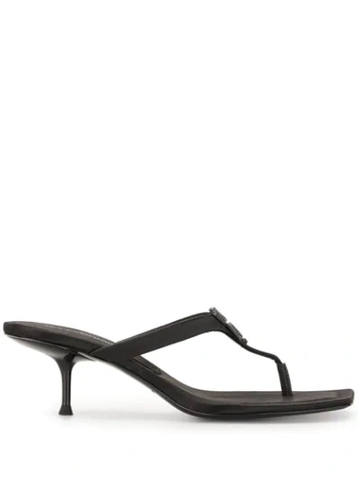 Shop Alexander Wang Logo Open-toe Mule Sandals In Black