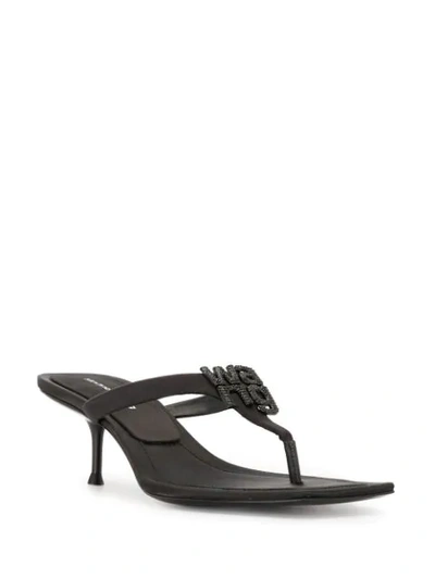 Shop Alexander Wang Logo Open-toe Mule Sandals In Black