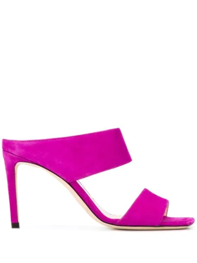 Shop Jimmy Choo Hira 85mm Open-toe Mules In Purple