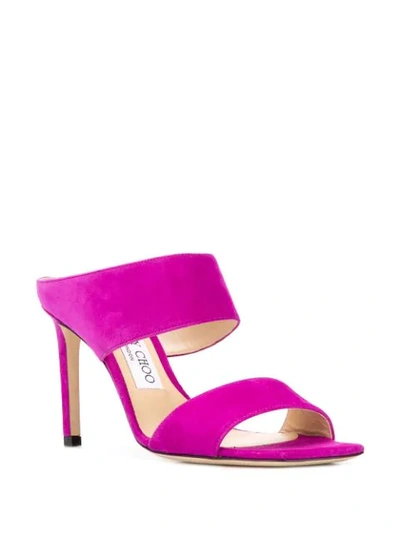 Shop Jimmy Choo Hira 85mm Open-toe Mules In Purple