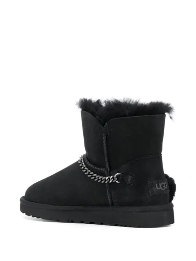 Shop Ugg Fur Trim Ankle Boots In Black