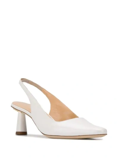 Shop By Far Slingback 75mm Pumps In White