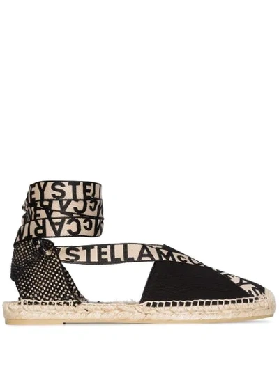 Shop Stella Mccartney Gaia Logo Strap Espadrilles In Black