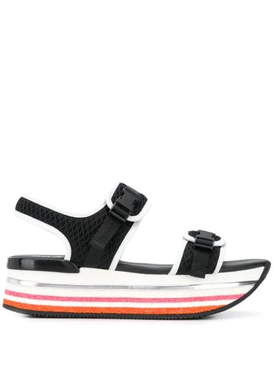 Shop Hogan H222 Platform Mesh Sandals In Black